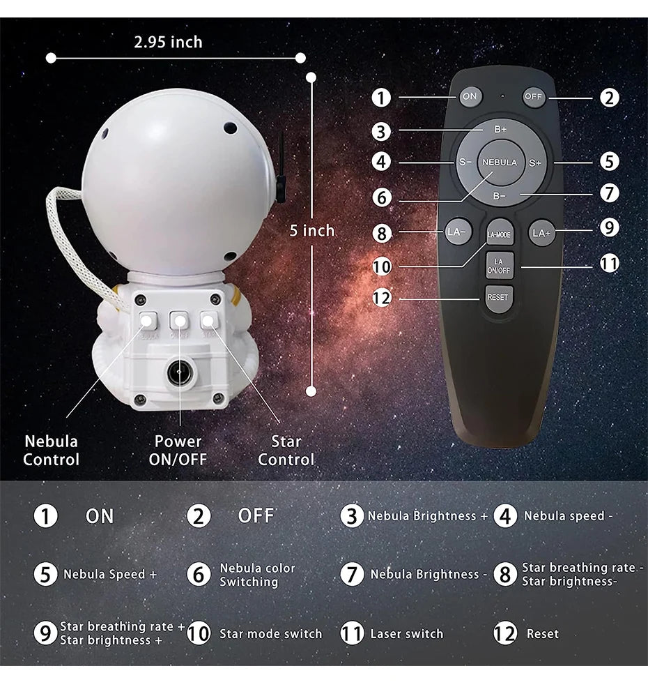 Astronaut Galaxy projector LED night light